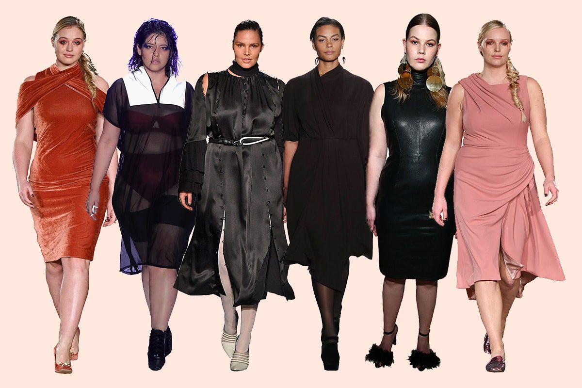 Slika lahko vsebuje Candice Huffine Človeška oblačila Oblačila Obleka Denise Bidot rokavi Moda in večerna obleka