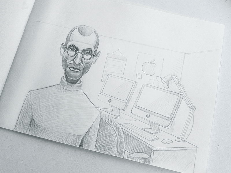 Boceto de Steve Jobs por Zaib Ali