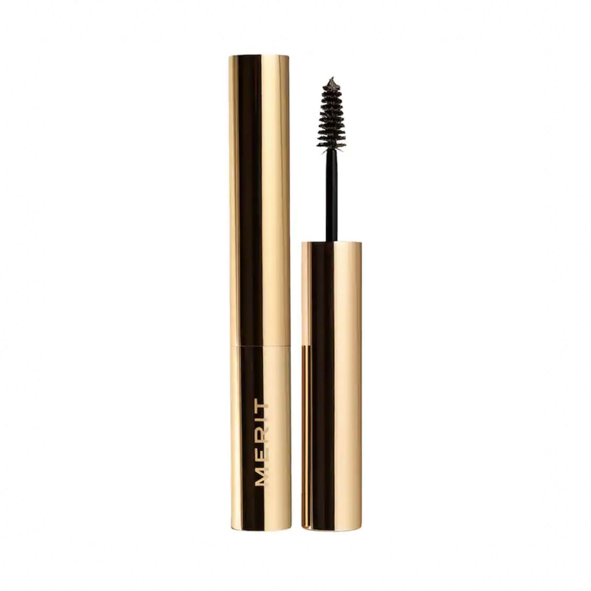 braune Wimperntusche in goldener Tube