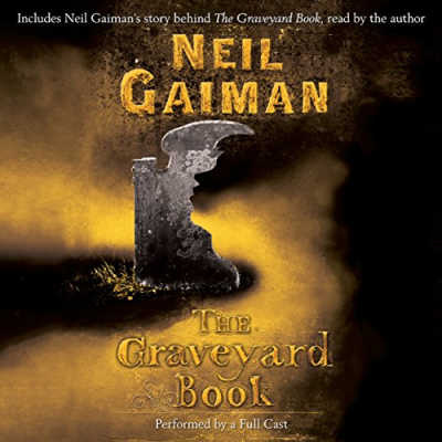   Das Hörbuch-Cover von The Graveyard Book in voller Besetzung