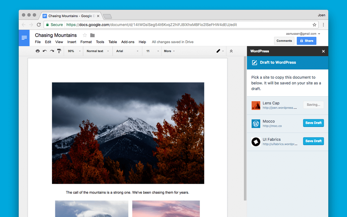 WordPress.com för Google Docs