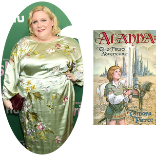 Lindy West und Buchumschlag für Alanna das erste Abenteuer