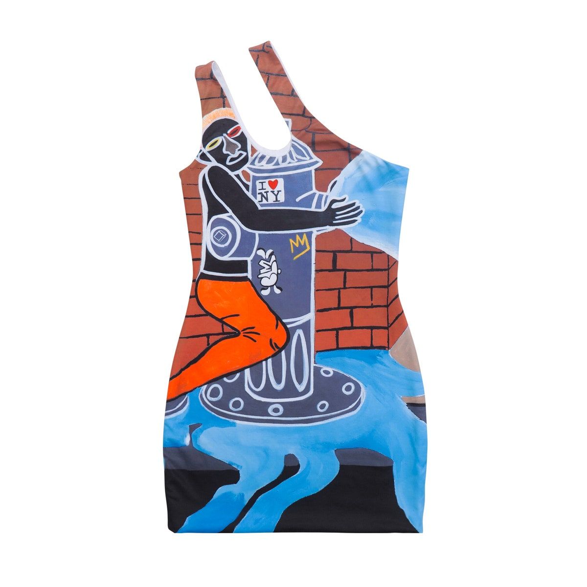 Kleid mit überkreuzter Schulter