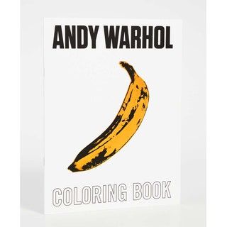 libro para colorear blanco con plátano que dice Andy Warhol Coloring Book