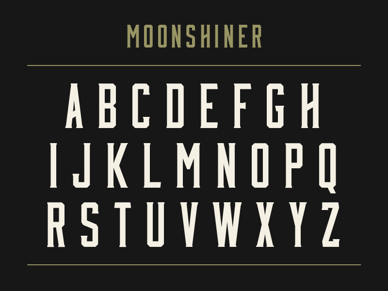 Moonshiner- แบบอักษรใหม่ฟรีโดย Mattox Shuler