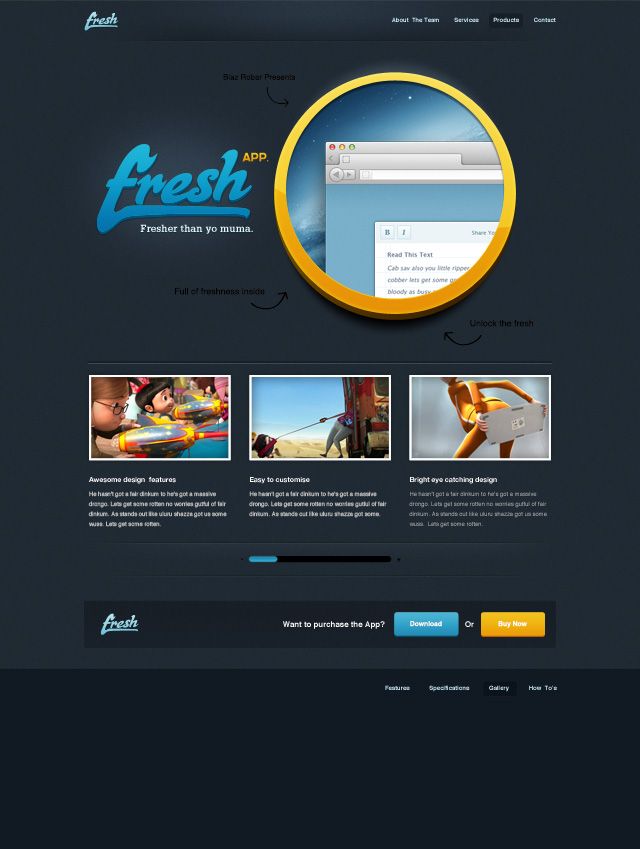 Aplicación Fresh - PSD gratuito para sitios web y PSD gratuitos