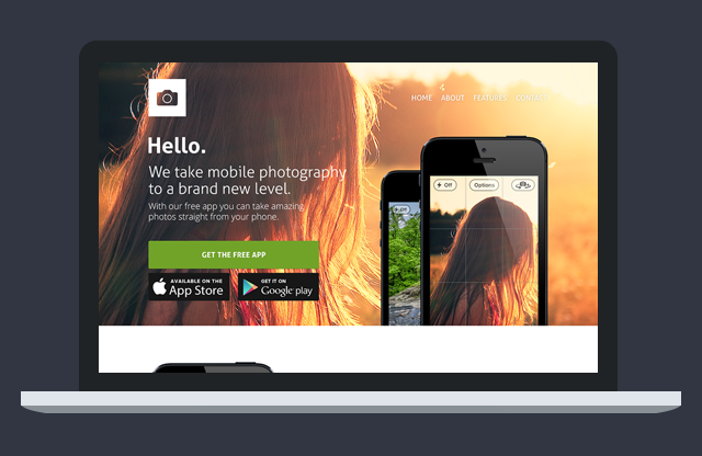Plantilla PSD de sitio web de aplicación gratuita