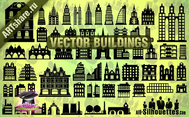 57 edificios vectoriales