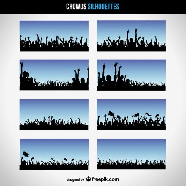 8 siluetas de multitud de vectores libres