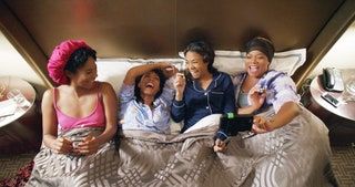 GIRLS TRIP von links Tiffany Haddish Jada Pinkett Smith Regina Hall Queen Latifah 2017. Universal Picturescourtesy