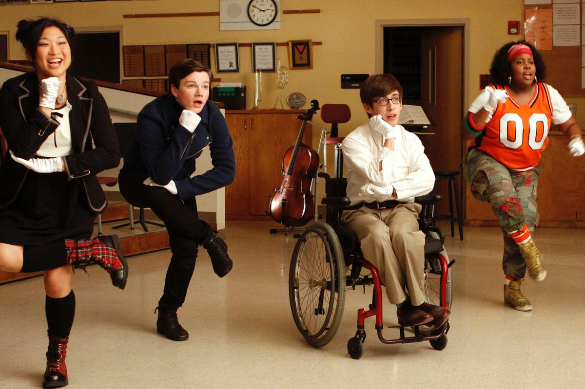 GLEE Jenna Ushkowitz Chris Colfer Kevin McHale Ámbar Riley Lea Michele
