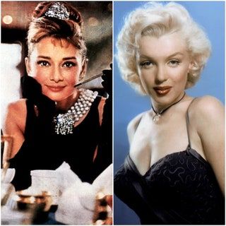 Imagen dividida de Audrey Hepburn y Marilyn Monroe.