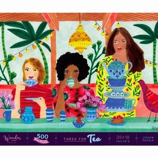 お茶を飲む女性とのパズル
