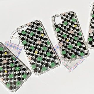 ruudullinen kukkainen iphone-kotelo