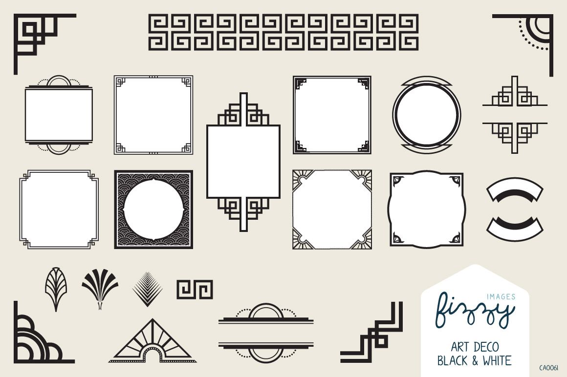 25 x elementos de vector negro Art Deco