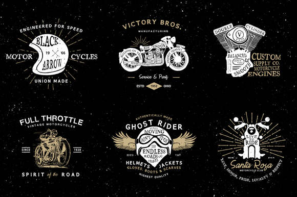 6 plantillas de logotipos de motocicletas vintage