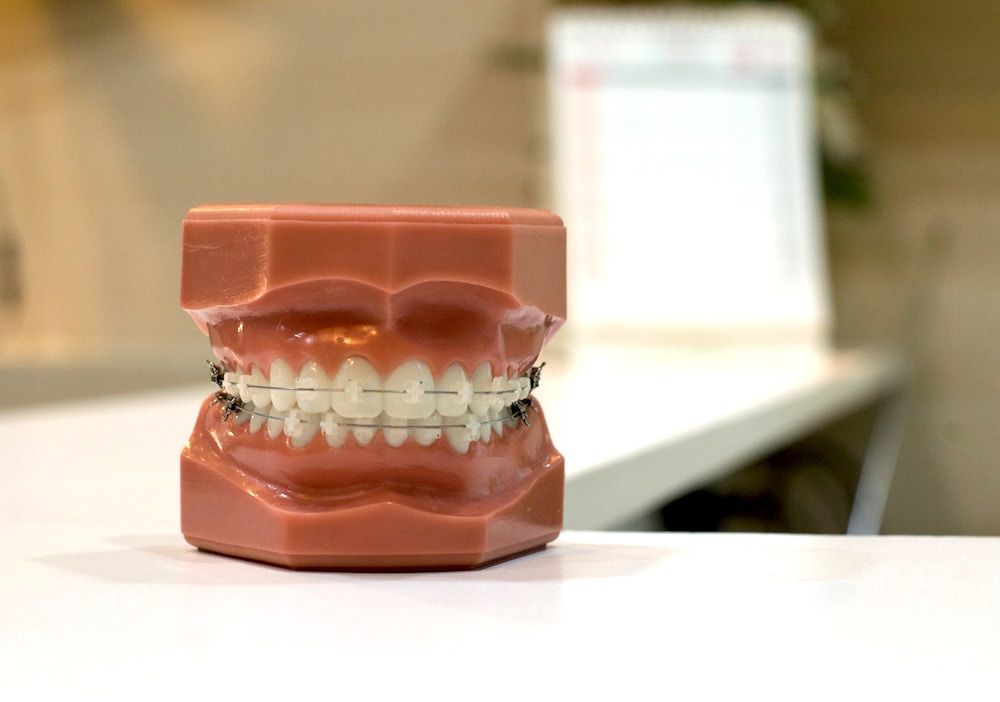 frenillos en dientes de plástico falsos