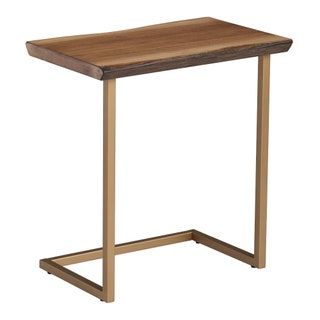 World Market Faux Live Edge-Laptoptisch aus Holz und goldenem Metall Sloan