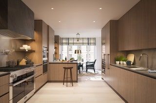 La imagen puede contener Habitación Interior Pisos Cocina Diseño de interiores Muebles Piso Madera y silla