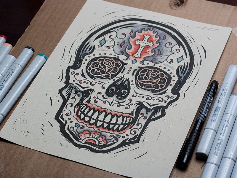 Calavera de azúcar ardiente de Derrick Castle (1)