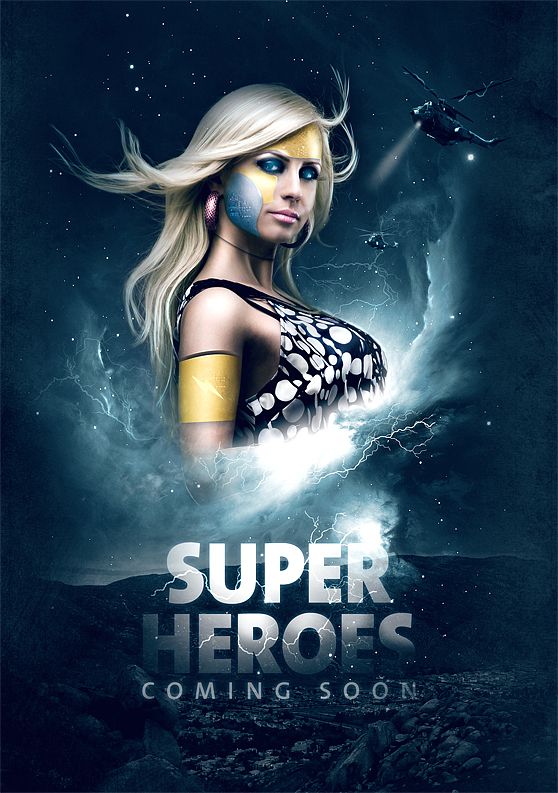 Hacer un póster teaser de una película de superhéroes