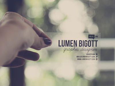 Tarjeta de visita transparente de Lumen Bigott
