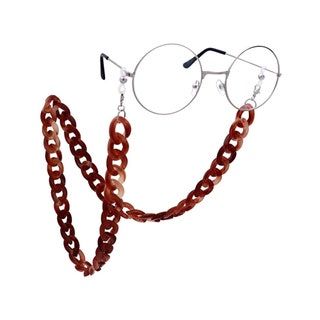 Cadena de gafas de acrílico con diseño de concha de tortuga retro para mujer