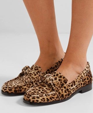 Mocasines de terciopelo con estampado de leopardo anudado Elina de Loeffler Randall
