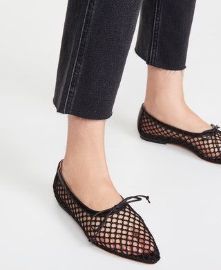 zapatos planos de rejilla negros