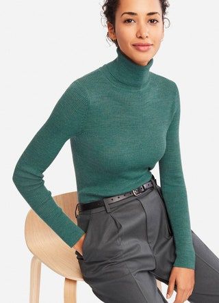 Jersey de canalé fino extra merino uniqlo mujer
