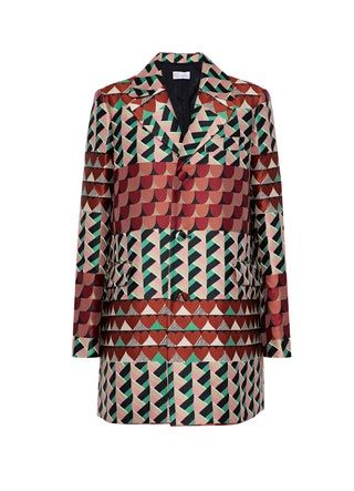 Roter Valentino Jacquard-Mantel mit geometrischem Muster