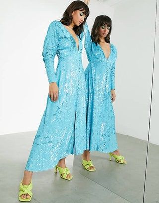 Asos Edition čajna obleka z gumbi skozi midi