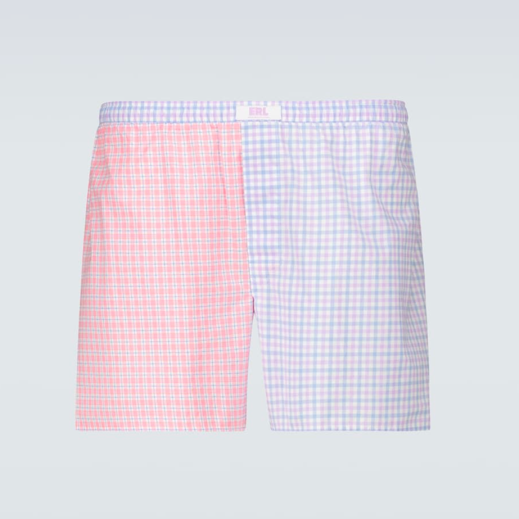 blau-pink karierte Boxershorts