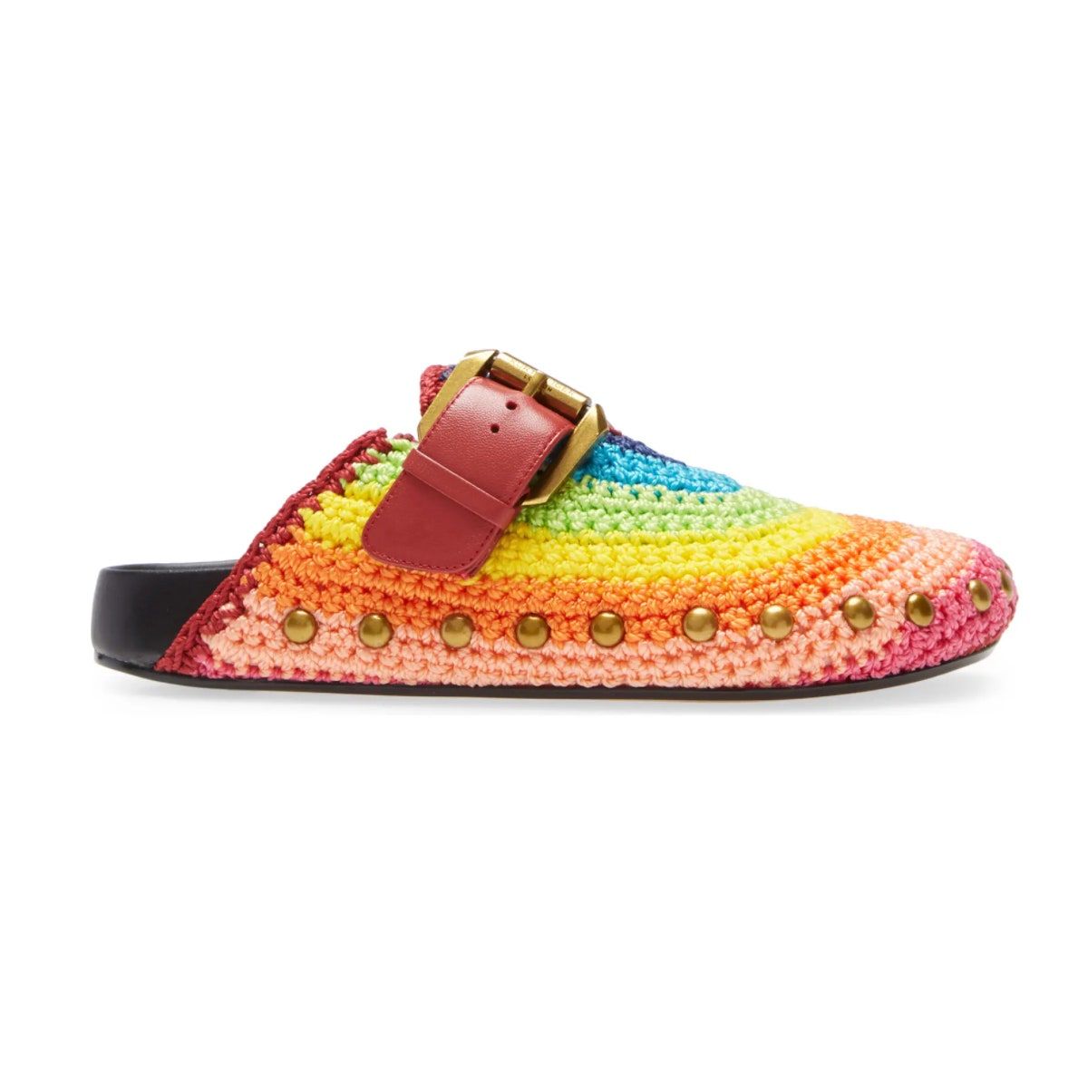 regenbogenfarbene Holzschuhe