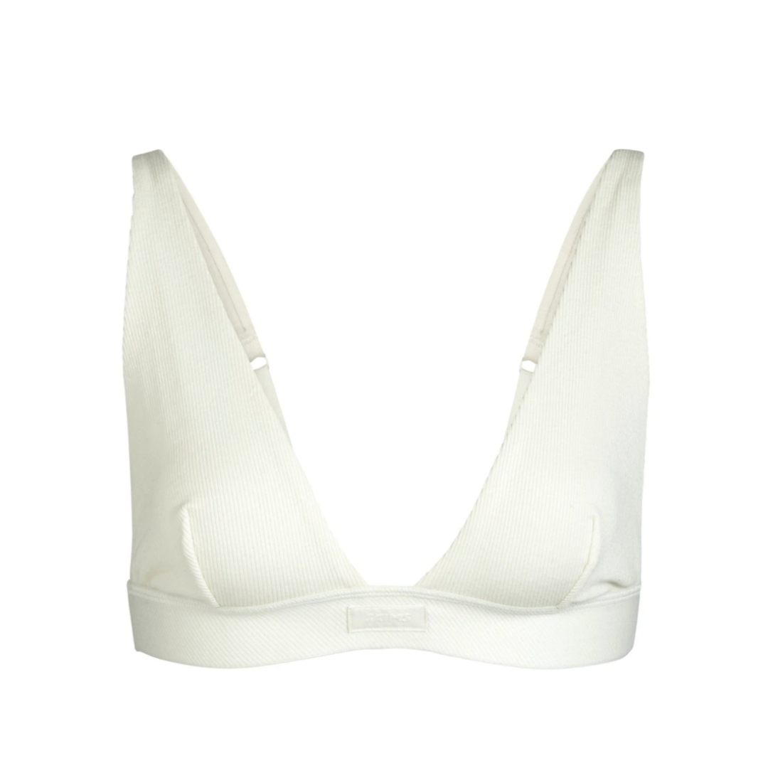 Bralette escotado de algodón en hueso