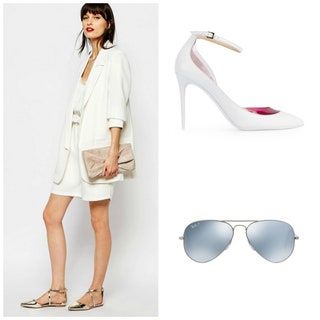 Bild kann enthalten Kleidung Bekleidung Sonnenbrillen Accessoires Zubehör Menschlicher Mensch Schuhe Schuhmantel und High Heel