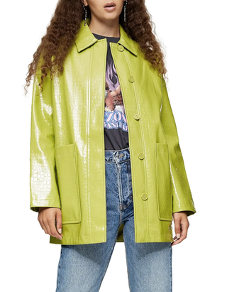 chaqueta de cocodrilo verde lima brillante
