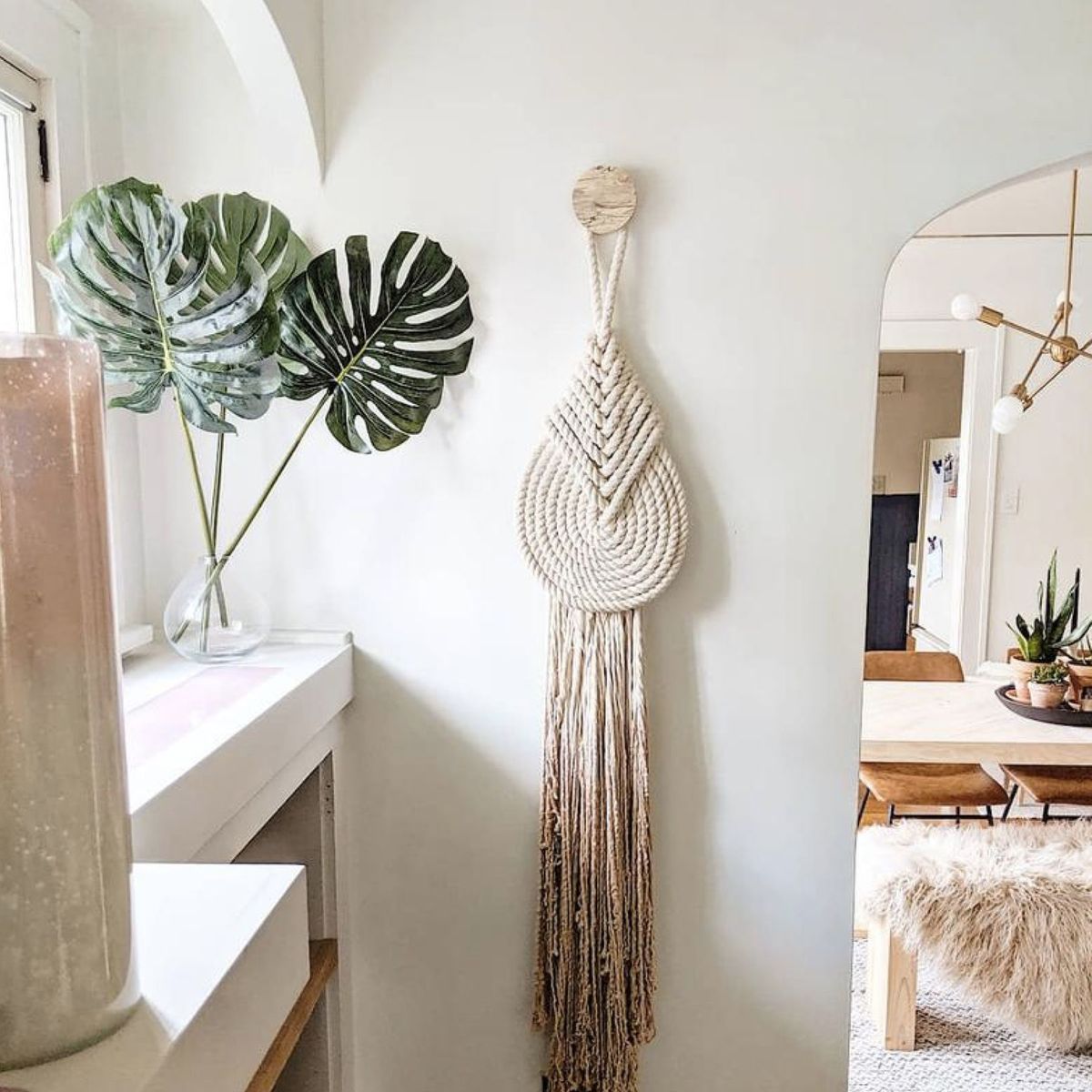 colgante de pared de macramé