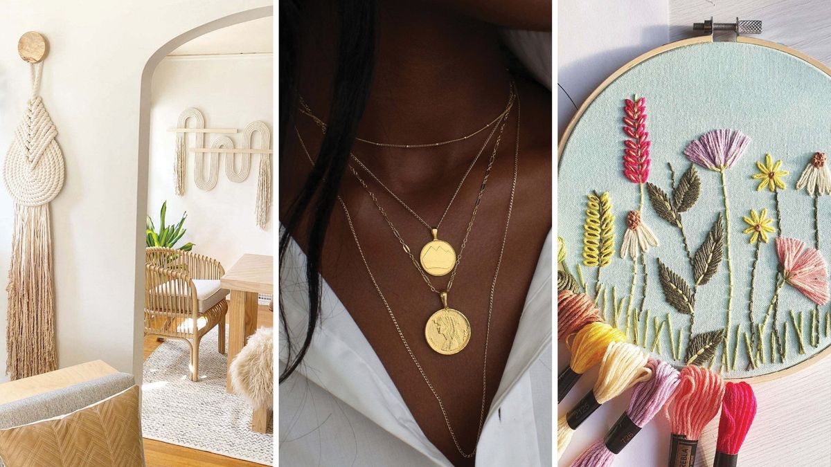 tiendas de Etsy en negro dividido de tres imágenes de los creadores de Etsy