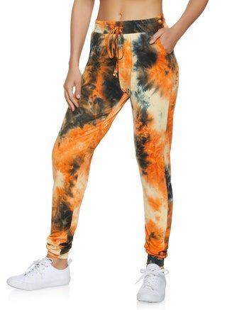Joggers con cintura fruncida con efecto tie dye