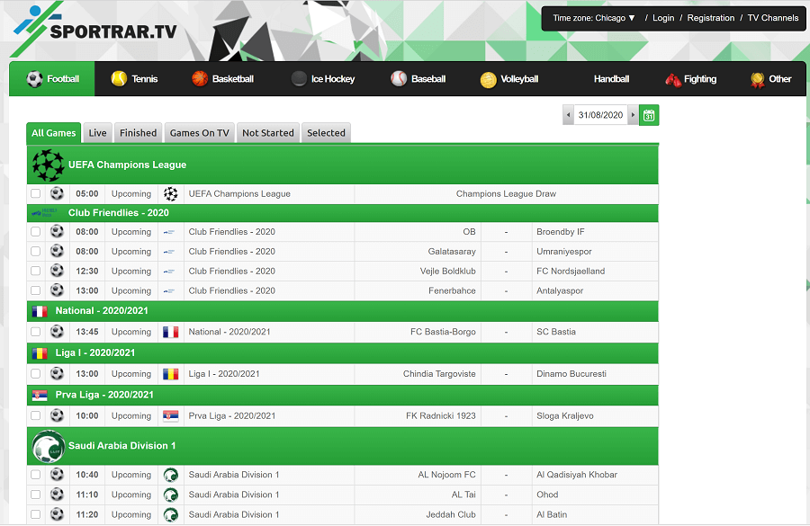 captura de pantalla del sitio web sportrar