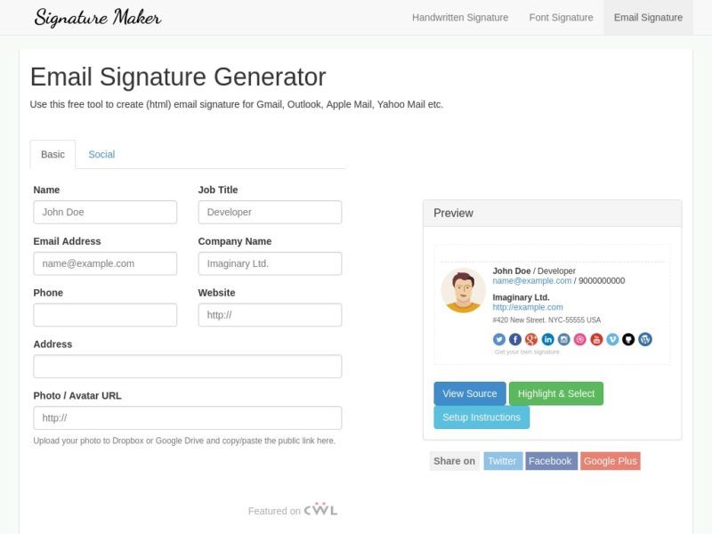 generadores de firmas de correo electrónico