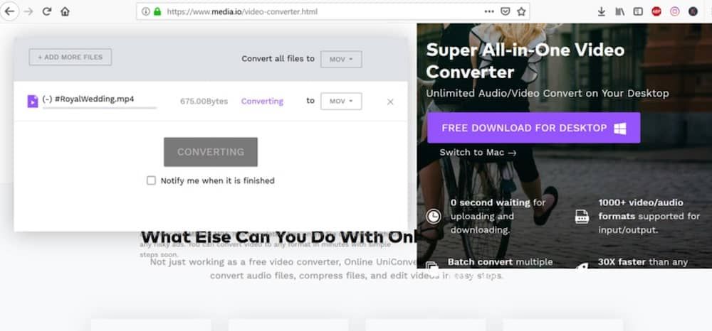 convertir MP4 a MOV