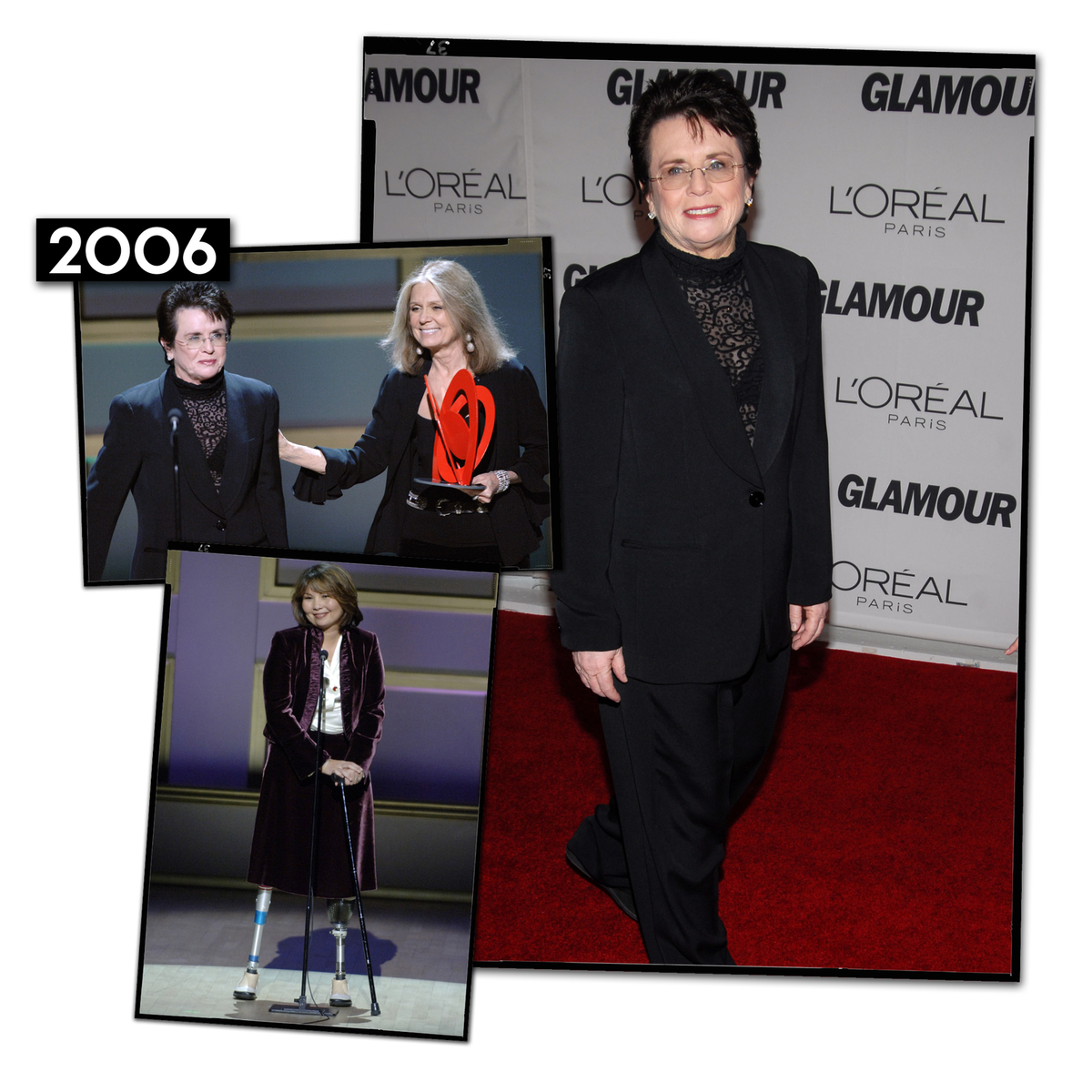 Nuotraukoje gali būti Gloria Steinem Billie Jean King Human Person Fashion ir premjera