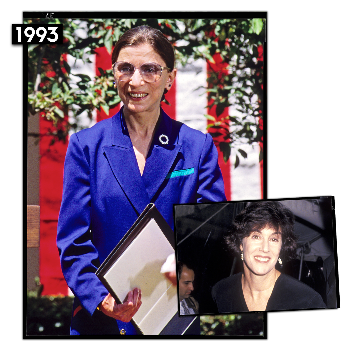 Nuotraukoje gali būti Nora Ephron Ruth Bader Ginsburg Human Person Clothing Apparel Kostiumo paltas ir paltas